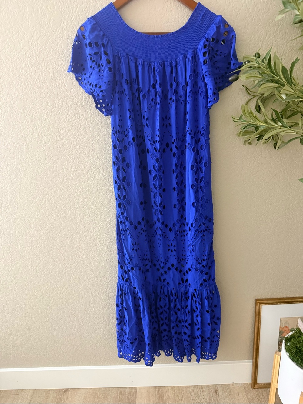 Lilly Pulitzer Royal Blue Eyelet Embroidered Maxi Dress Size S
